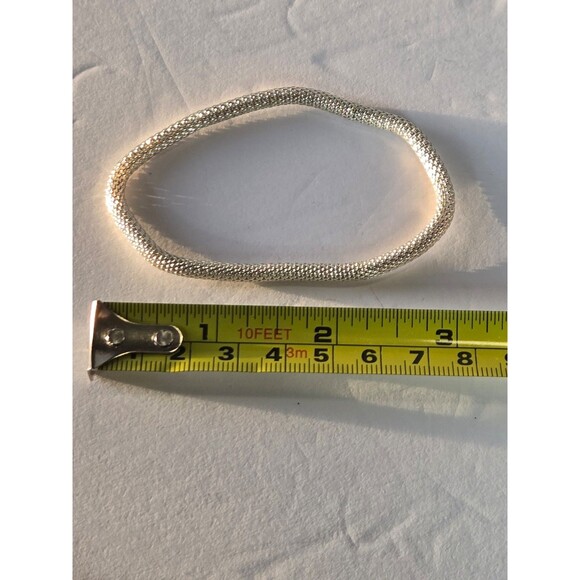 Silver Tone Bracelet Serpentine Mesh Chain - Picture 3 of 4